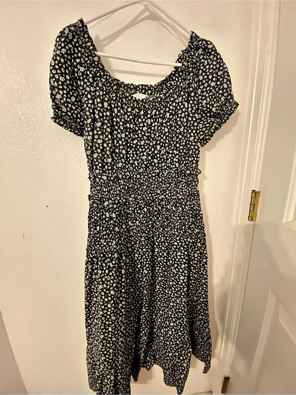 Floral Midi Dress in Black & White Like New